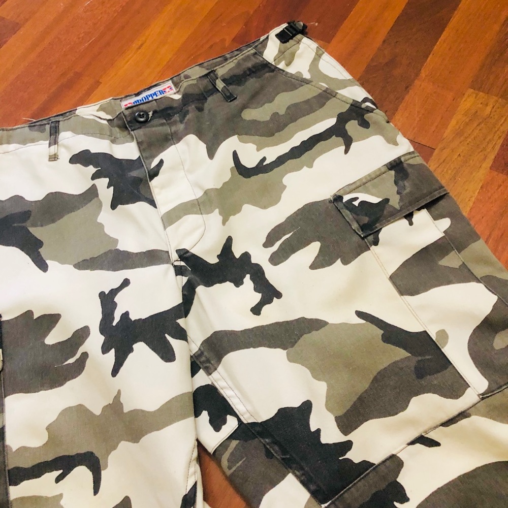 Men’s black/grey/white camouflage adjustable pants - Picture 4 of 8
